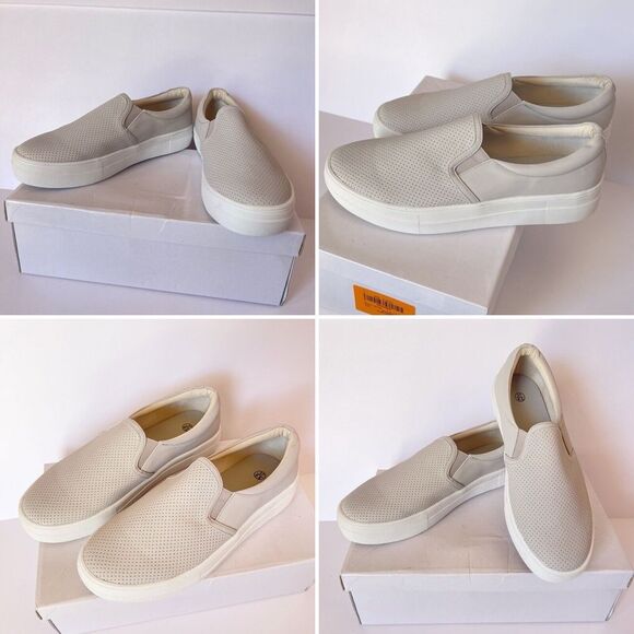 Womens Loafers Size 6.5 Gray Perforated Slip On Comfortable Casual Flat Shoes - Picture 13 of 16